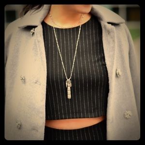 Crop top pinstriped long sleeve black Sz. 4 S